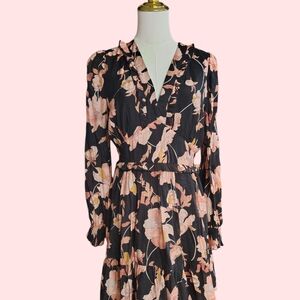 Floral Black and Pink Women's Dress